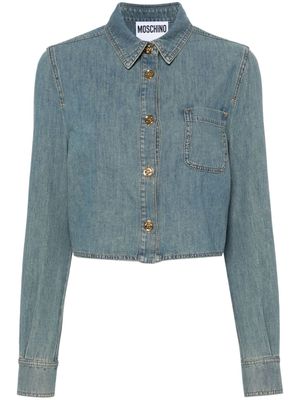 Moschino faded-denim cropped shirt - Blue