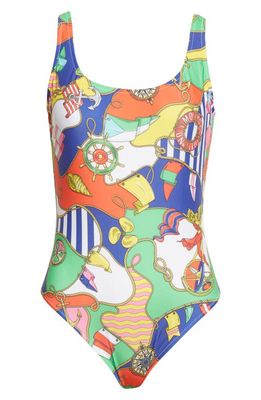 Moschino Fantasy Print One-Piece Swimsuit in Fantasy Print Only One Colour