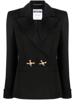 Moschino faucet handle double-breasted blazer - Black