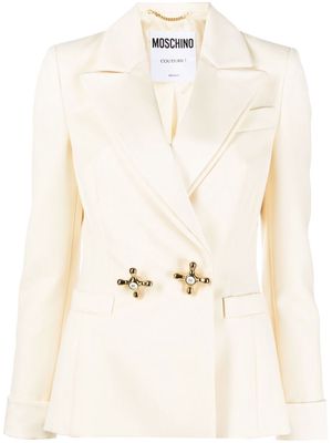 Moschino faucet handle double-breasted blazer - White