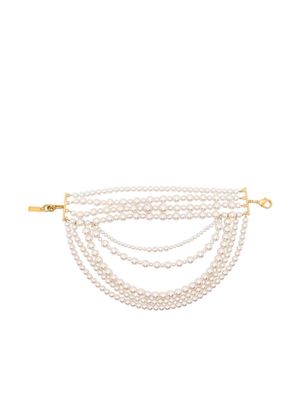 Moschino faux-pearl layered bracelet - White