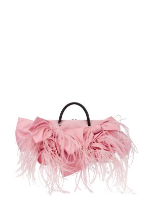Moschino feather-embellished tote bag - Pink
