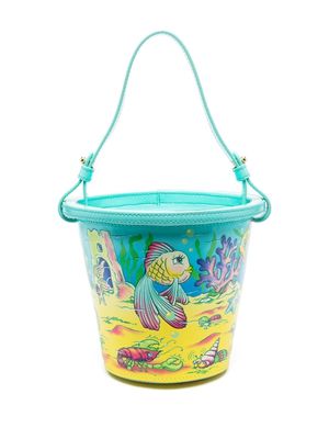 Moschino fish-print bucket bag - Blue