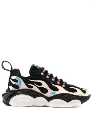 Moschino flame-effect lace-up sneakers - Black