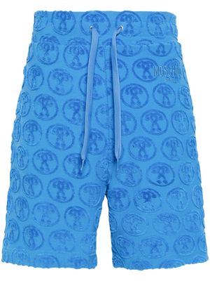 Moschino flocked drawstring track shorts - Blue