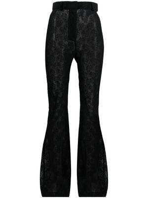 Moschino floral-lace sheer flared trousers - Black