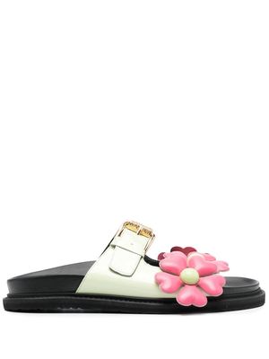 Moschino floral-patch buckled sandals - Green