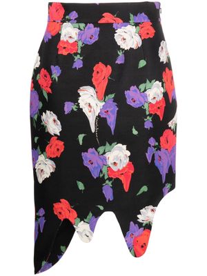Moschino floral-print asymmetric midi skirt - Black