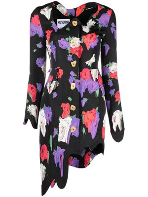Moschino floral-print asymmetric minidress - Black