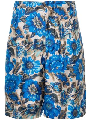 Moschino floral-print silk shorts - Blue