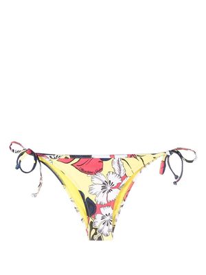 Moschino floral-print waffle-effect bikini bottoms - Yellow