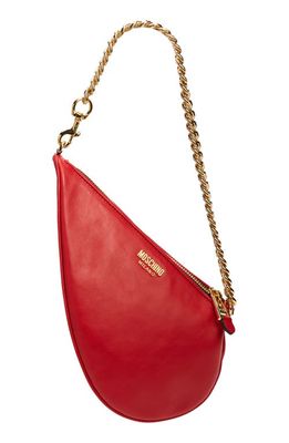 Moschino Folded Heart Leather Shoulder Bag in A0116 Red