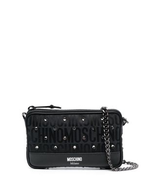 Moschino gem-embellished monogram crossbody bag - Black
