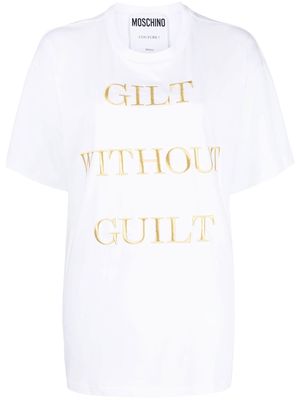 Moschino Gilt Without Guilt embroidered T-shirt - White