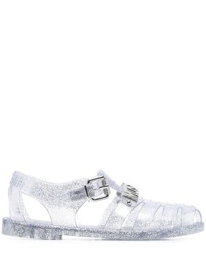 Moschino glitter-detailing jelly sandals - Grey