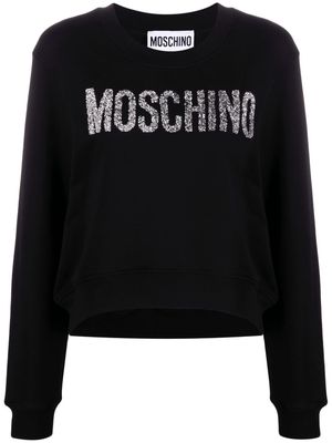 Moschino glitter-logo cotton sweatshirt - Black