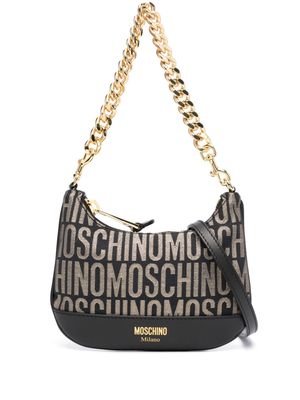 Moschino glitter logo-print shoulder bag - Black