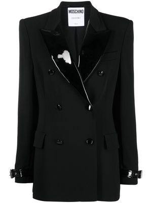 Moschino glossed-panel double-breasted blazer - Black