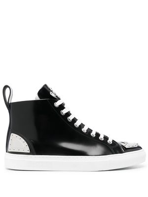 Moschino glossy leather high-top sneakers - Black