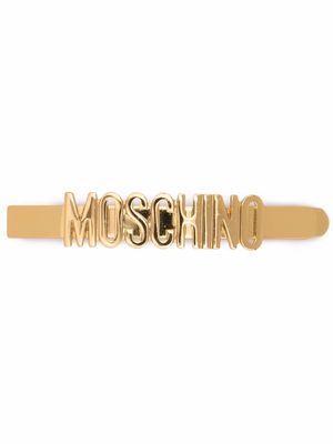 Moschino Gold Tone Logo Hair Clip