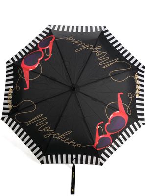 Moschino graphic-print compact umbrella - Black