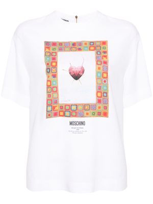 Moschino graphic-print crepe blouse - White