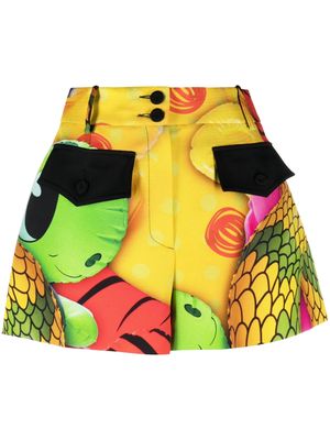 Moschino graphic print high-waisted shorts - Yellow