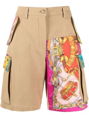 Moschino graphic-print patchwork shorts - Neutrals