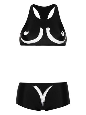 Moschino graphic-print racerback bikini - Black