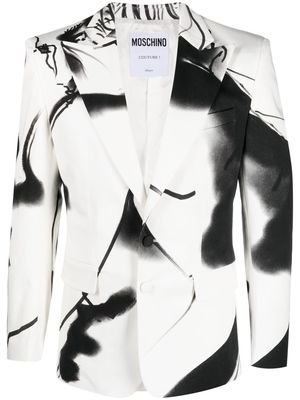 Moschino graphic-print single-breasted blazer - White