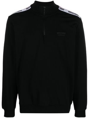 Moschino half-zip logo-trim sweatshirt - Black