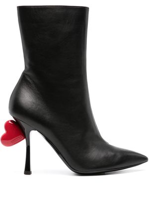 Moschino heart-appliqué 105mm leather boots - Black