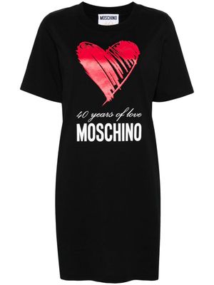 Moschino heart-appliqué cotton minidress - Black