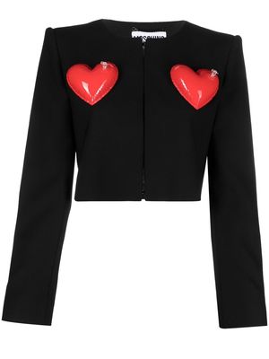 Moschino heart-appliqué cropped jacket - Black