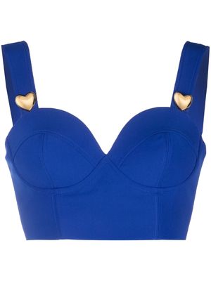 Moschino heart-appliqué cropped top - Blue