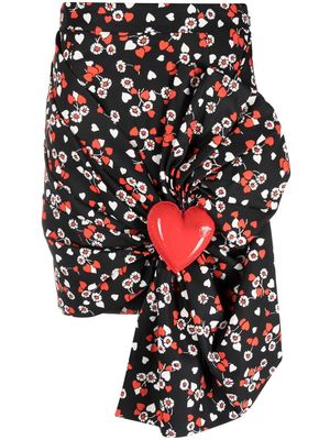 Moschino heart-appliqué draped skirt - Black