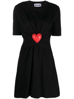 Moschino heart-appliqué gathered T-shirt dress - Black