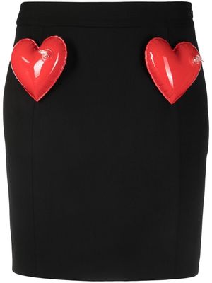 Moschino heart-appliqué high-waisted skirt - Black
