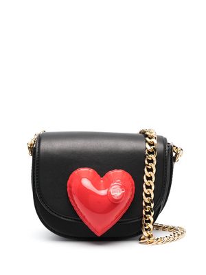 Moschino heart-appliqué leather crossbody bag - Black