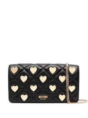 Moschino heart-appliqué quilted shoulder bag - Black
