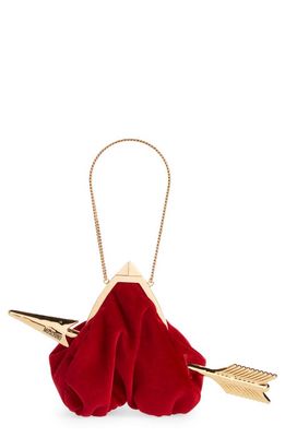 Moschino Heart Arrow Velvet Shoulder Bag in Fantasy Print Red