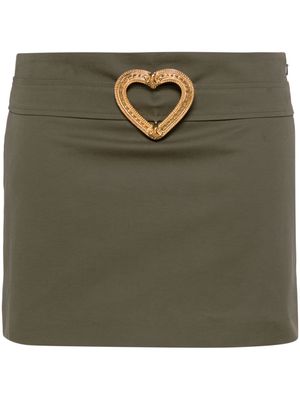 Moschino Heart-buckle twill miniskirt - Green