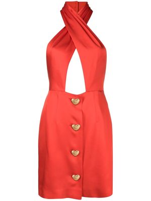 Moschino heart button-detail halterneck minidress - Red