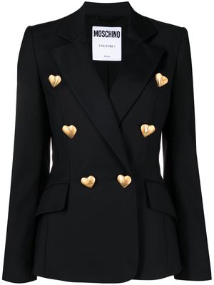 Moschino heart-button double-breasted blazer - Black