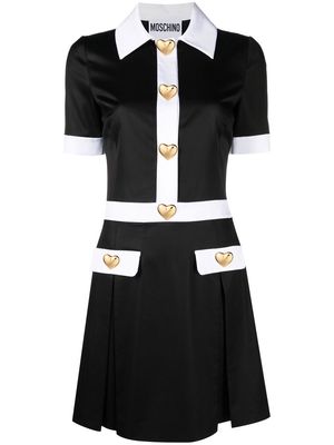 Moschino heart-button short-sleeve minidress - Black
