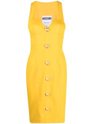 Moschino heart-button sweetheart midi dress - Yellow