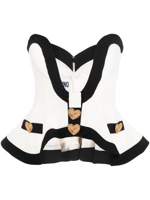 Moschino heart-buttons bustier top - White