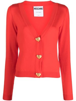 Moschino Heart Buttons knitted cardigan - Red