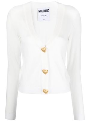 Moschino Heart Buttons knitted cardigan - White