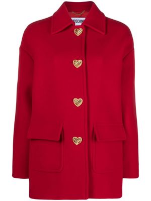 Moschino heart-buttons single-breasted coat - Red